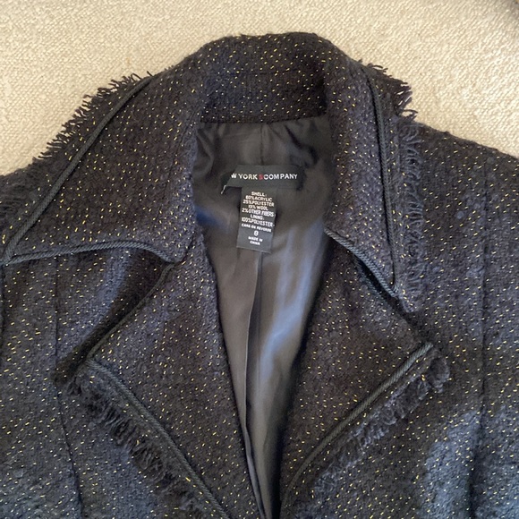Black casual jacket with golden accents and buttons. - Picture 2 of 5